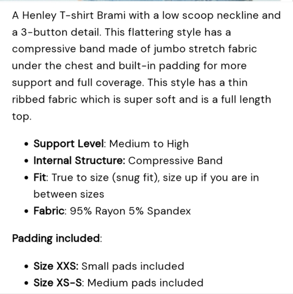 Klassy Network Brami Henley T-shirt, ribbed cotton, built-in bra padding, S - Picture 5 of 12